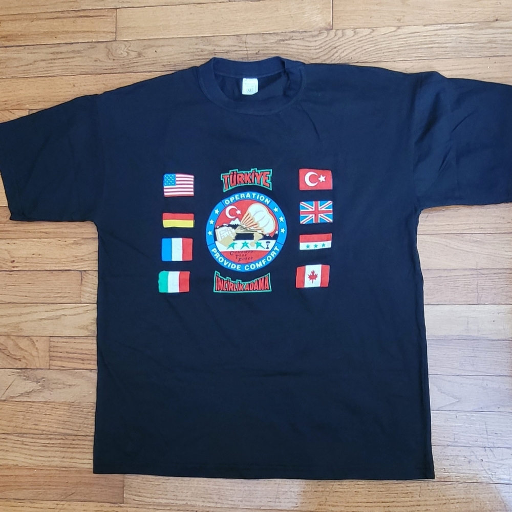 Operation Provide Comfort Turkiye Incirlikadana Black T Shirt XL Flags Cotton